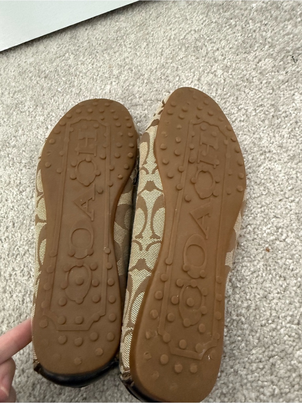 Coach Brown Signature Canvas Loafers with Dark Trim - Picture 7 of 8